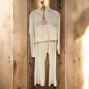 $199 NEW! NWT JUICY COUTURE Velour OG Bling Tracksuit Hoodie & Pant Set White XL